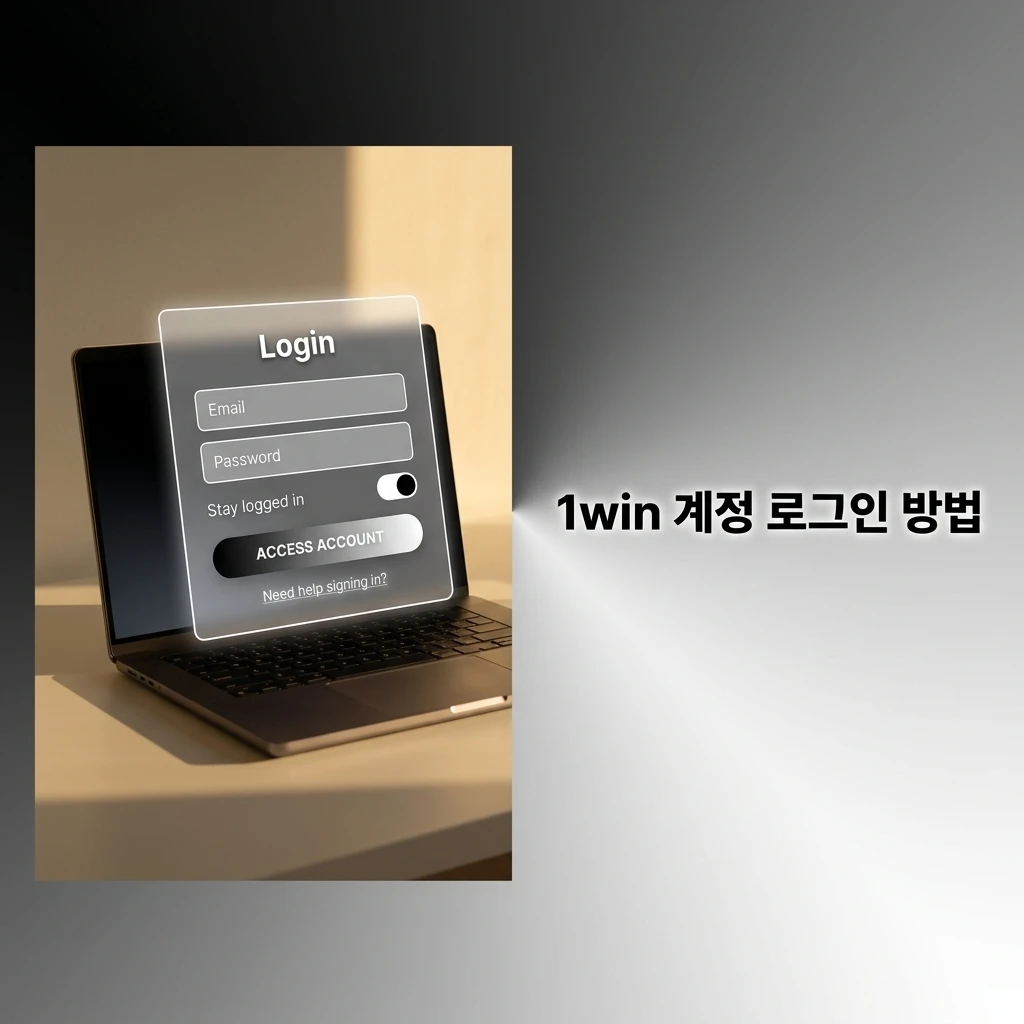 1win 계정 로그인 화면 - 이메일과 비밀번호 입력 및 2단계 인증 절차 안내