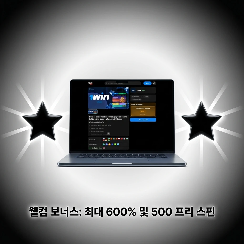 신규 가입자 웰컴 보너스 최대 600% 및 500 프리 스핀 혜택 안내 테이블